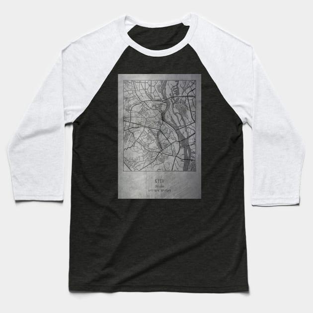 Kyiv, Ukraine, city street map Baseball T-Shirt by Creative at home